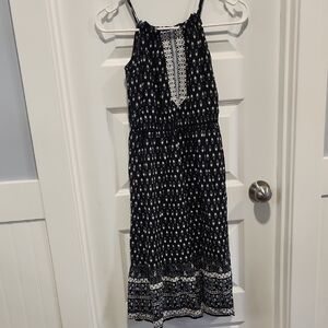 GAP Kids Black Dress with White Floral Pattern